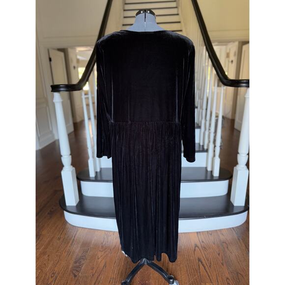 Plus Size 22W Vintage 90s Black Velvet Dress Boho Lagenlook VictorianGoth Gypsy - Picture 6 of 10